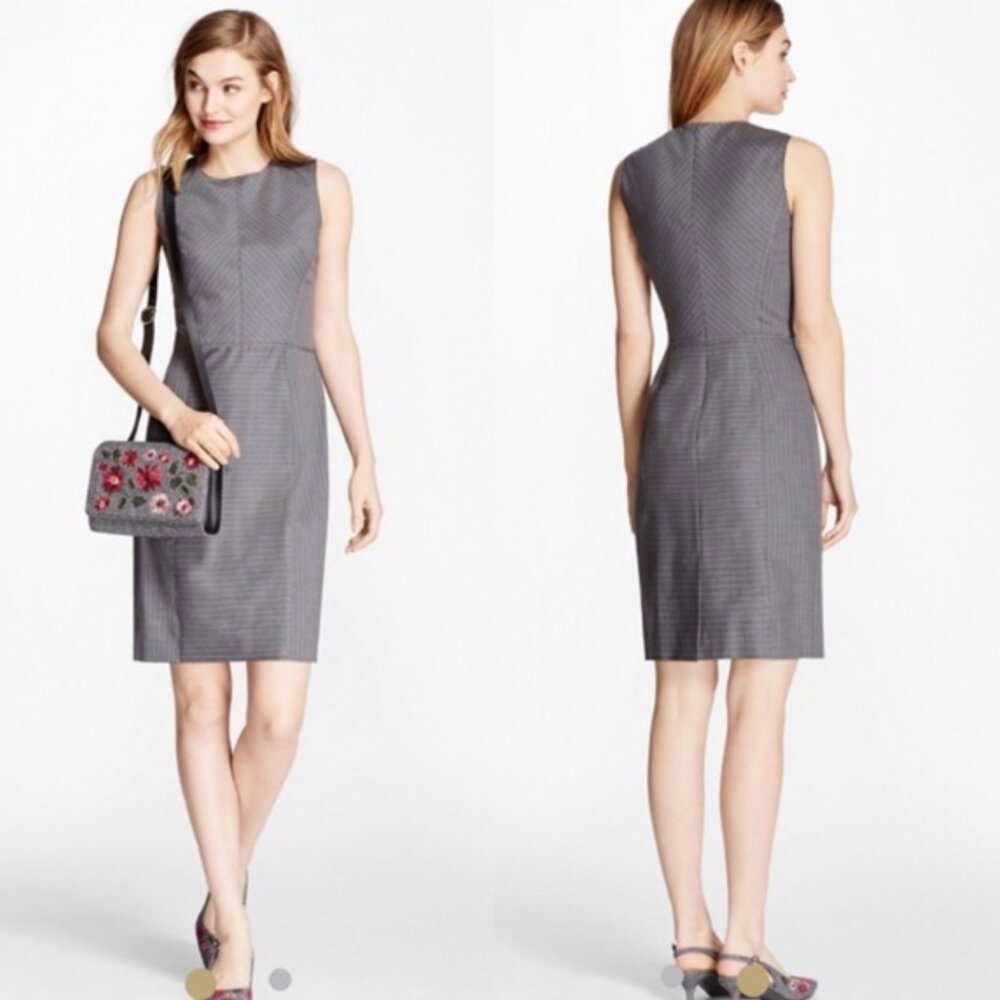 Brooks Brothers Red Fleece Pinstripe Stretch Wool Sheath Dress ❣️ Size 0